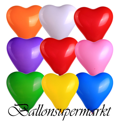 Kleine Herzluftballons, 8-12 cm, Bunt gemischt