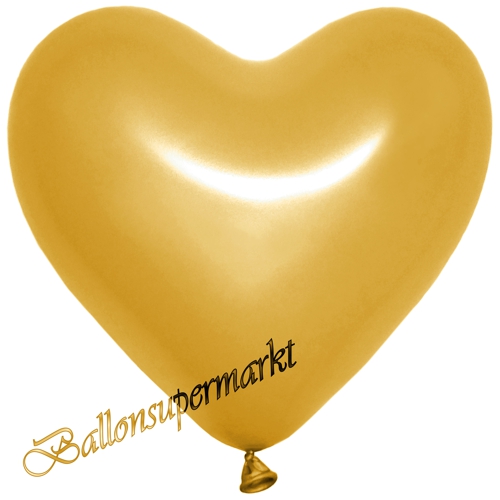 Herzluftballons-Metallic-Gold-26-cm-Latexballons-Dekoration-Hochzeit