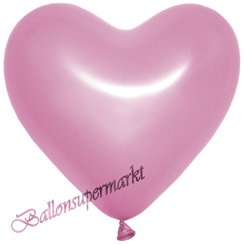 Herzluftballons-Metallic-Rosa-26-cm-Latexballons-Dekoration-Hochzeit