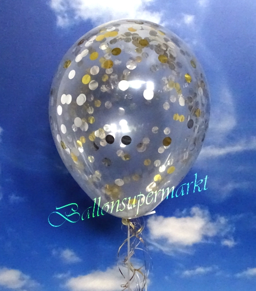Jumbo-Luftballon-mit-Konfetti-Gold-Silber-Dekoration-Party-Fest-Hochzeit-Silvester