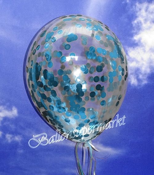 Jumbo-Luftballon-mit-Konfetti-Hellblau-Dekoration-Party-Fest-Hochzeit-Silvester