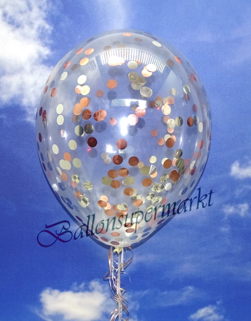 Jumbo-Luftballon-mit-Konfetti-Rosegold-Silber-Dekoration-Party-Fest-Hochzeit-Silvester