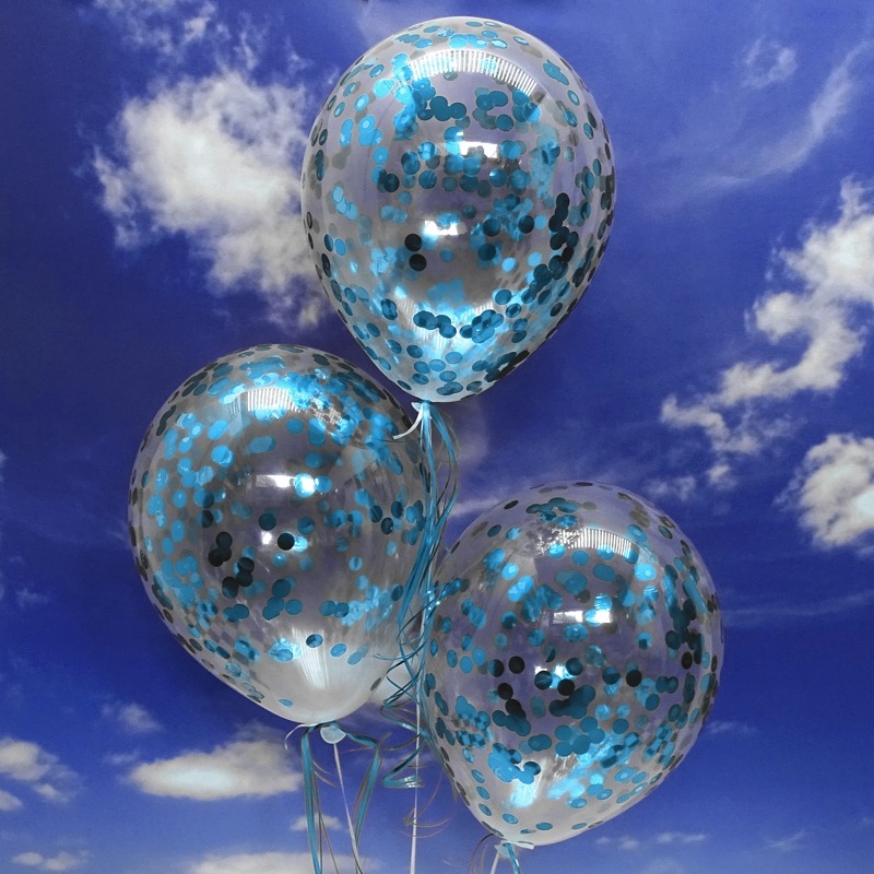 Jumbo-Luftballons-mit-Konfetti-Hellblau-Dekoration-Party-Fest-Hochzeit-Silvester