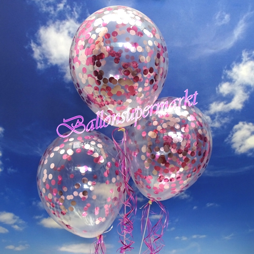 Jumbo-Luftballons-mit-Konfetti-Rosa-Pink-Dekoration-Party-Fest-Hochzeit-Silvester