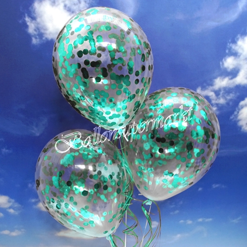 Jumbo-Luftballons-mit-Konfetti-Tuerkis-Dekoration-Party-Fest-Hochzeit-Silvester