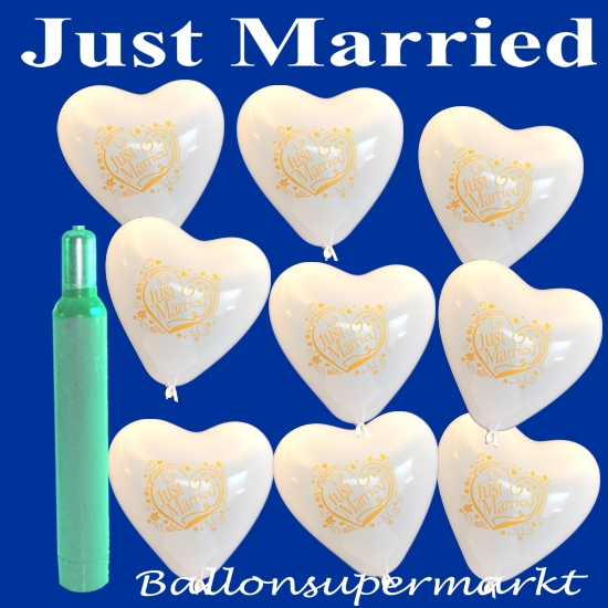 Just-Married-Herzluftballons-Ballons-Helium-Hochzeit-Set