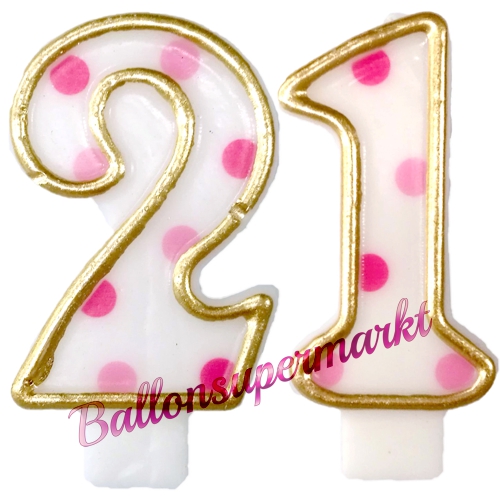 Kerzen-Dots-Rosa-Zahl-21-Kerze-zum-21.-Geburtstag-Jubilaeum-Tischdekoration