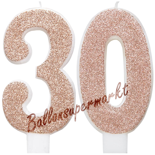 Kerzen-Rosegold-Glitter-Zahl-30-Kerze-zum-30.-Geburtstag-Jubilaeum-Tischdekoration