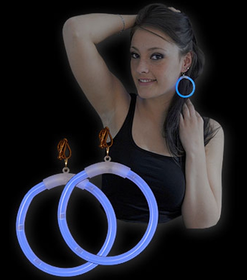 Knicklicht-Ohrringe-Maxi-blau-Creolen-Dekoration-Leuchtartikel-Partyspass-Verkleidung