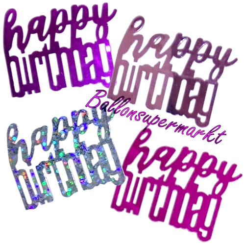 Konfetti-Happy-Birthday-Pink-holografisch-Partydekoration-Tischdeko-zum-Geburtstag-Geburtstagsdeko