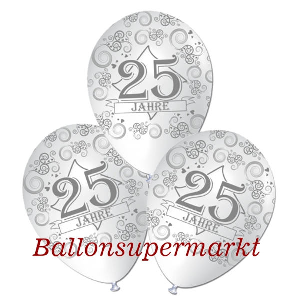 Latexballons-25-Jahre-Luftballon-Silberhochzeit-Dekoration