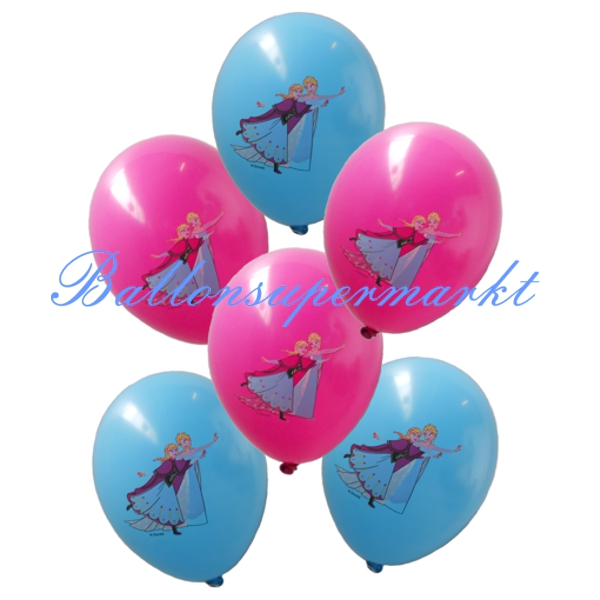 Latexballons-Frozen-Eiskoenigin-Anna-Elsa-Prinzessin-Disney-rosa-und-hellblau-Partydekoration
