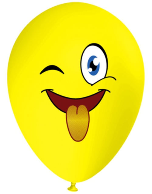 Luftballon-Gesicht-Emoji-streckt-Zunge-raus-gelb-1-Stueck-Latexballon-Dekoration