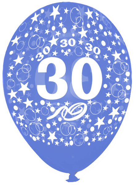 Luftballon-Zahl-30-Blau-Kristall-28-30-cm