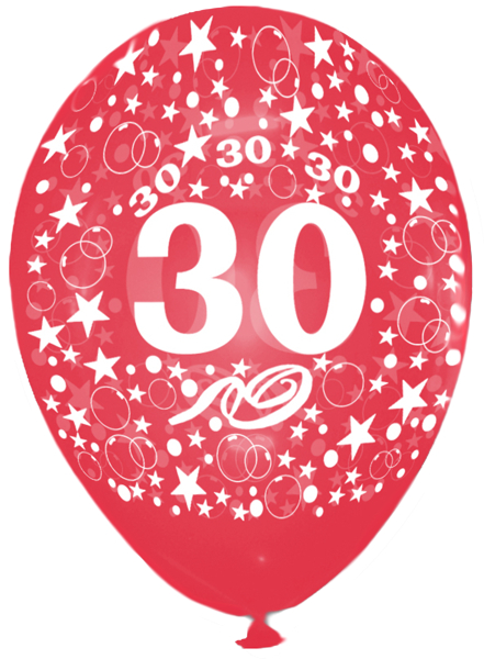 Luftballon-Zahl-30-Rot-Kristall-28-30-cm