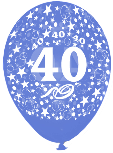 Luftballon-Zahl-40-Blau-Kristall-28-30-cm