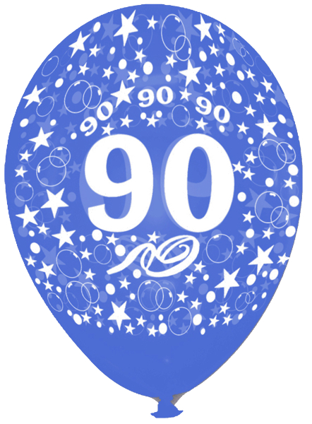 Luftballon-Zahl-90-Blau-Kristall-28-30-cm