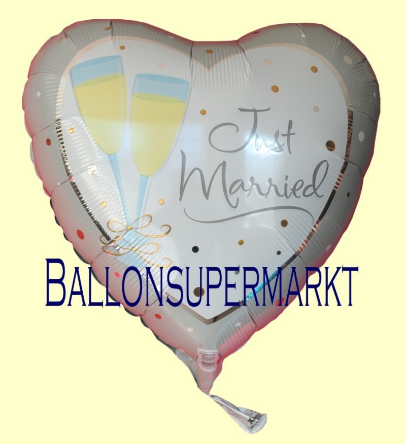 Luftballon zur Hochzeit, Hochzeitsballon Groß aus Folie, Just Married Jumbo