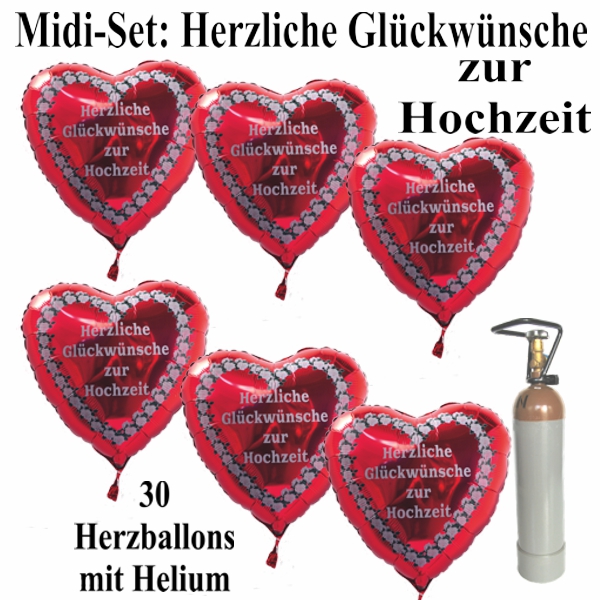 Luftballons-Ballongas-Set-30-rote-Herzballons-Herzliche-Glueckwuensche-zur-Hochzeit