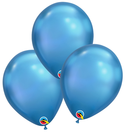 Luftballons-Chrome-Blau-Premium-Qualatex-Ballondekoration-Chromglanz-3er-Arrangement