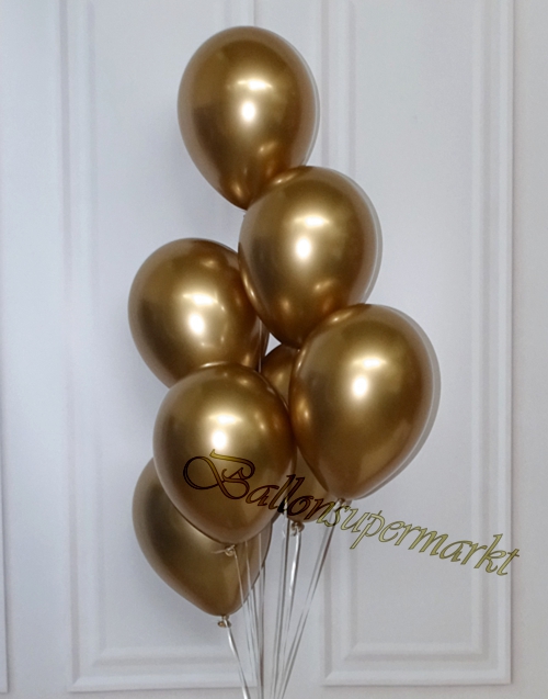 Luftballons-Chrome-gold-Ballondekoration-Chromglanz-Arrangement