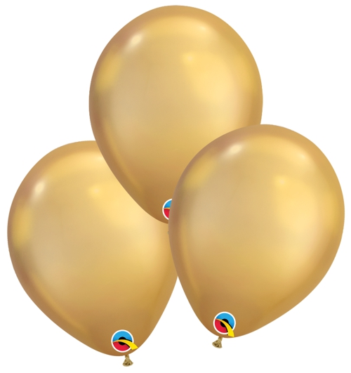 Luftballons-Chrome-gold-Premium-Qualatex-Ballondekoration-Chromglanz-3er-Arrangement