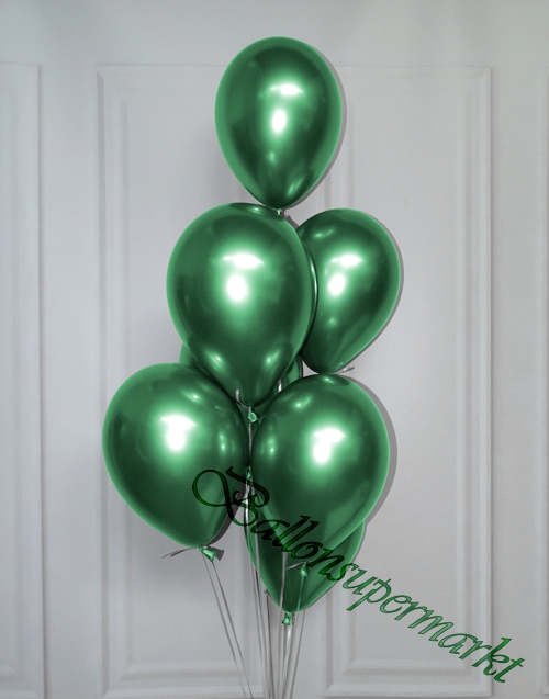 Luftballons-Chrome-gruen-Ballondekoration-Chromglanz-Arrangement