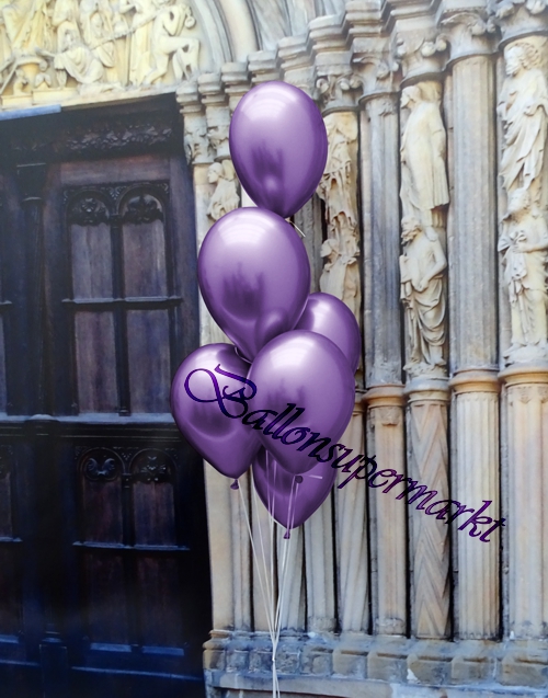 Luftballons-Chrome-lila-Ballondekoration-Chromglanz-Arrangement-Dekobeispiel