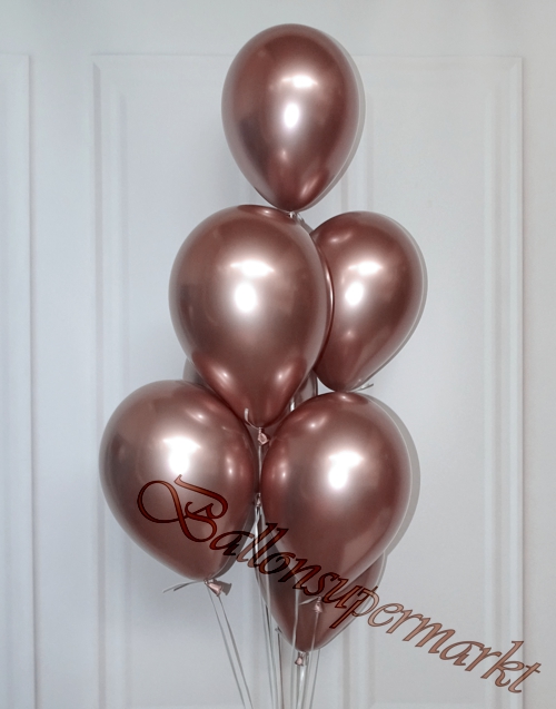 Luftballons-Chrome-rosegold-Ballondekoration-Chromglanz-Arrangement