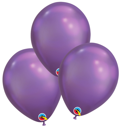 Luftballons-Chrome-violett-Premium-Qualatex-Ballondekoration-Chromglanz-3er-Arrangement