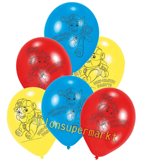 Luftballons-Paw-Patrol-6-Stueck-Latexballons-Chase-Marshall-Rubble-Partydekoration-Kindergeburtstag