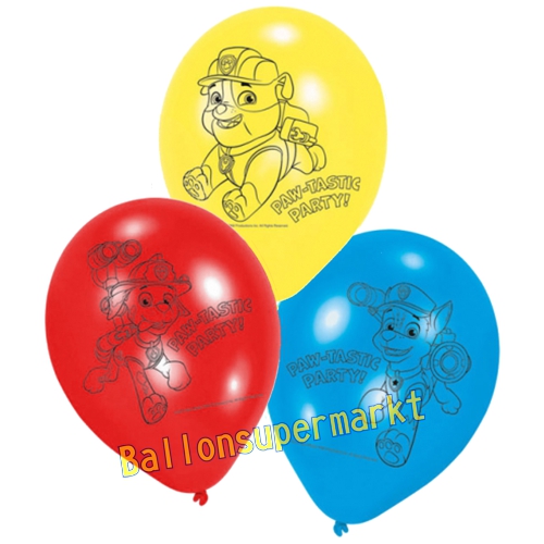 Luftballons-Paw-Patrol-6-Stueck-Latexballons-Chase-Marshall-Rubble-Partydekoration-zum-Kindergeburtstag