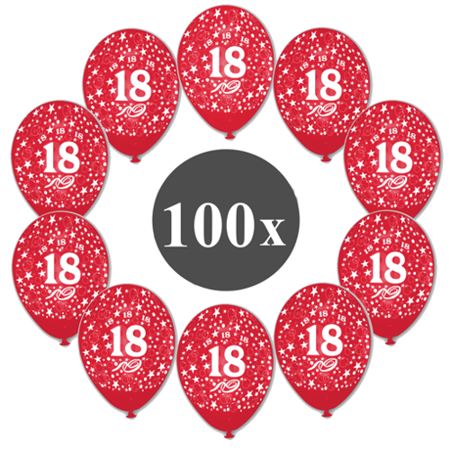 Luftballons-Zahl-18-Rot-100-Stueck