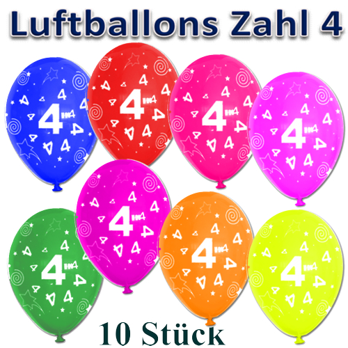 Luftballons-Zahl-4-zum-4.-Geburtstag-10-Stueck-bunte-Latexballons