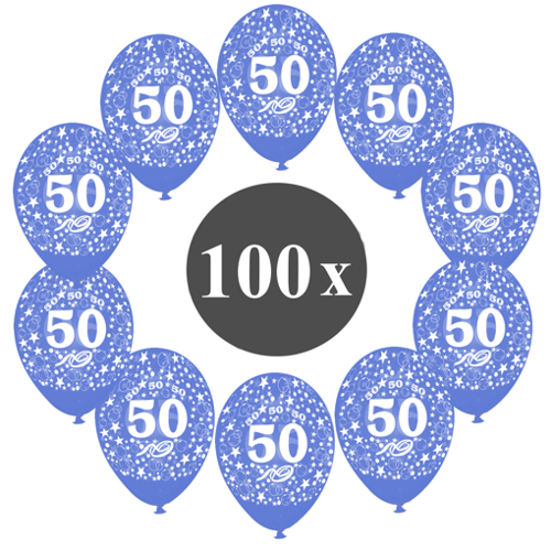 Luftballons-Zahl-50-Blau-100-Stueck
