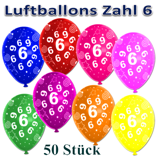 Luftballons-Zahl-6-zum-6.-Geburtstag-50-Stueck-bunte-Latexballons