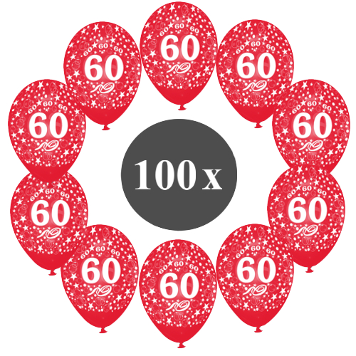 Luftballons-Zahl-60-Rot-100-Stueck