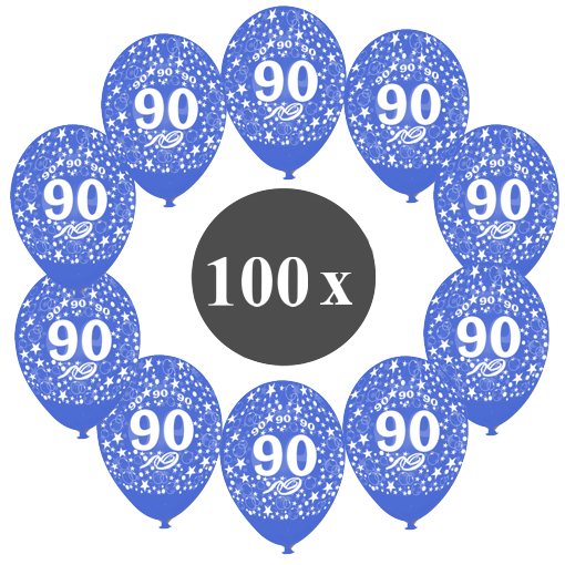 Luftballons-Zahl-90-Blau-100-Stueck