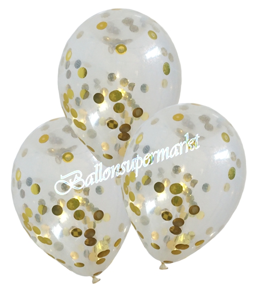Luftballons-mit-Konfetti-Gold-25-cm-Dekoration-Party-Fest-Hochzeit-Silvester-Goldhochzeit-Luftfuellung