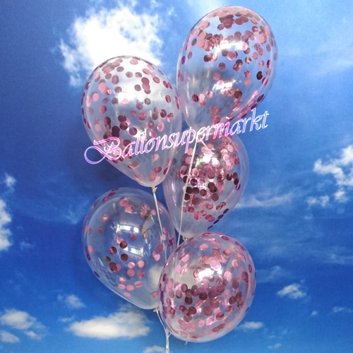 Luftballons-mit-Konfetti-Rosa-Dekoration-Party-Fest-Hochzeit-Silvester-Geburt-Taufe