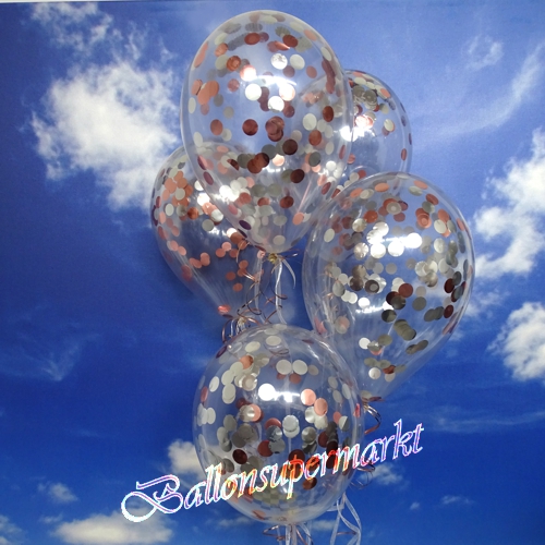 Luftballons-mit-Konfetti-Rosegold-Silber-Dekoration-Party-Fest-Hochzeit-Silvester