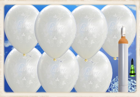Luftballons zur Hochzeit steigen lassen, 100 Just Married Luftballons in Elfenbein, Ballons Helium Komplett-Set