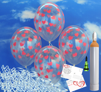 Luftballons-zur-Hochzeit-steigen-lassen-100-transparente-Luftballons-mit roten-Herzen-Helium-Ballongas-Set