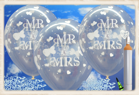 Luftballons-zur-Hochzeit-steigen-lassen-100-transparente-Mr.-and-Mrs.-Luftballons-Helium-Komplett-Set
