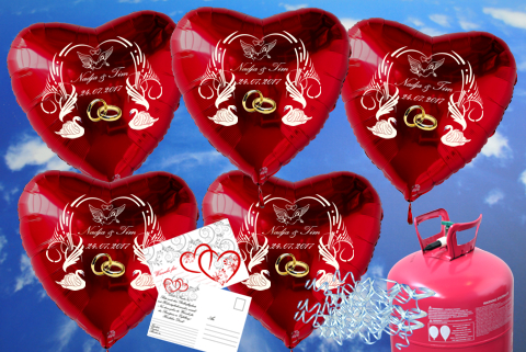 Luftballons-zur-Hochzeit-steigen-lassen-rote-Herzluftballons-mit-Namen-des-Hochzeitspaares-und-Datum-des-Hochzeitstages-Helium-Einweg-Set