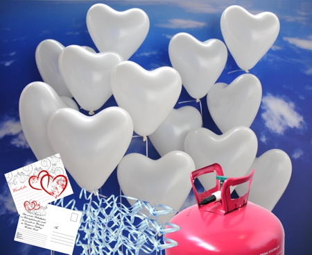 Luftballons-zur-Hochzeit-steigen-lassen-weisse-Herzluftballons-Helium-Einweg-Set
