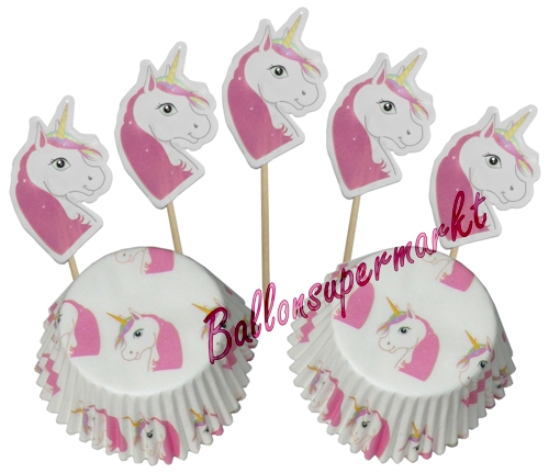 Muffindeko-Set-Einhorn-Muffindekoration-Kindergeburtstag-Unicorn