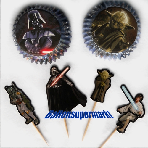Muffindeko-Set-Star-Wars-Tischdekoration-Kindergeburtstag-Darth-Vader-Yoda-Luke-Skywalker