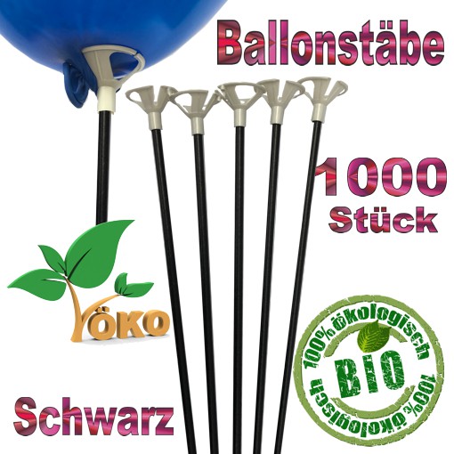 Öko-Ballonstäbe 1000 Stück, schwarz