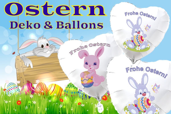 Dekoration und Luftballons zu Ostern